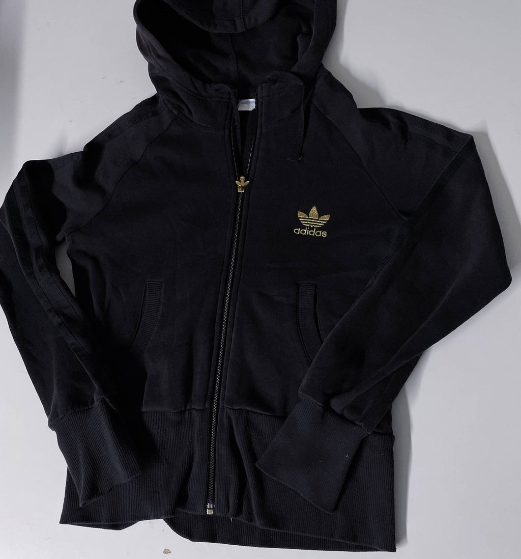 Vintage black Adidas trefoil full zip up small hoodie