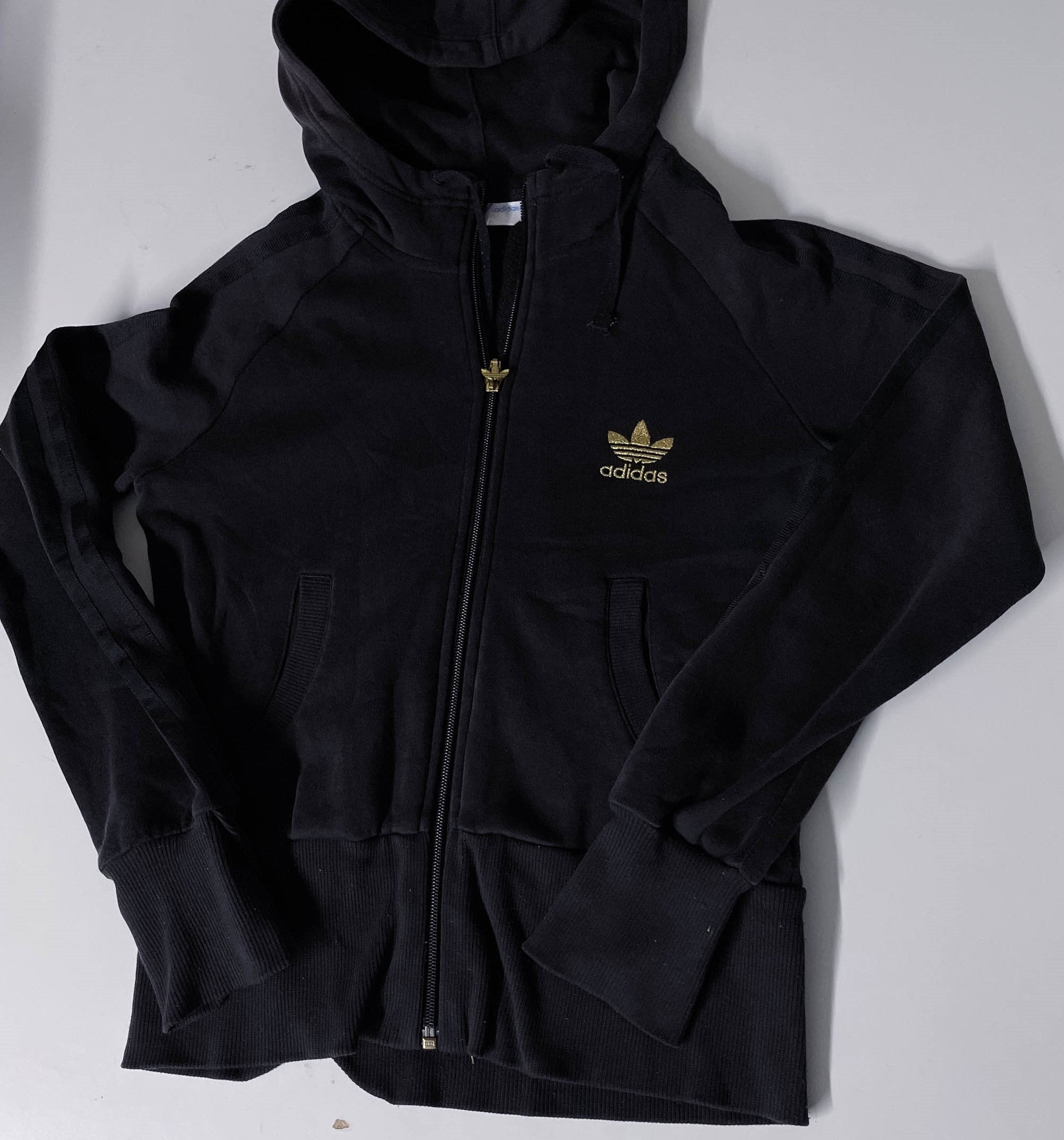 Vintage black Adidas trefoil full zip up small hoodie