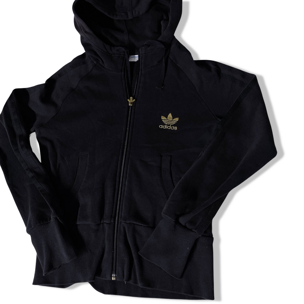 Vintage black Adidas trefoil full zip up small hoodie