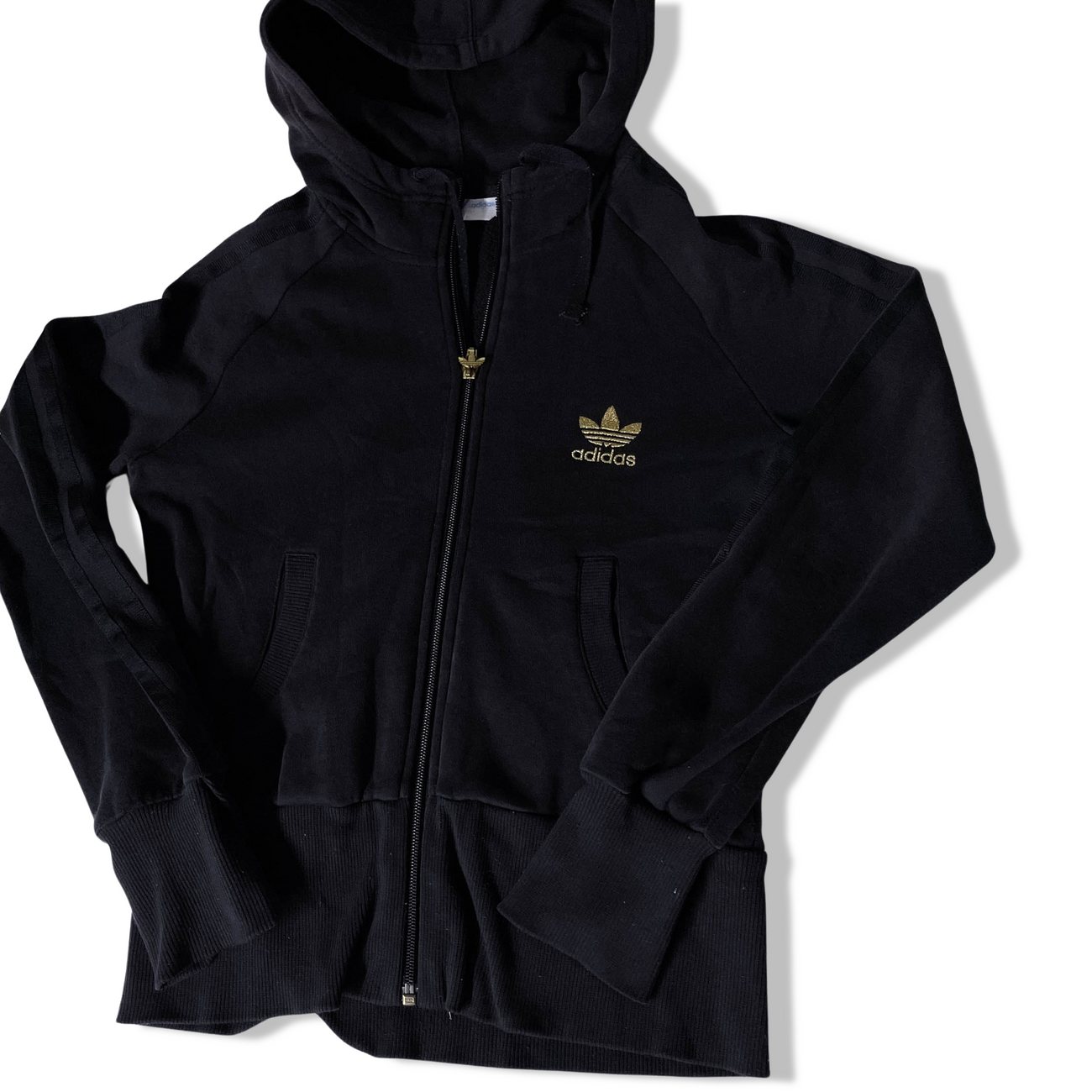 Adidas trefoil hoodie black gold sales