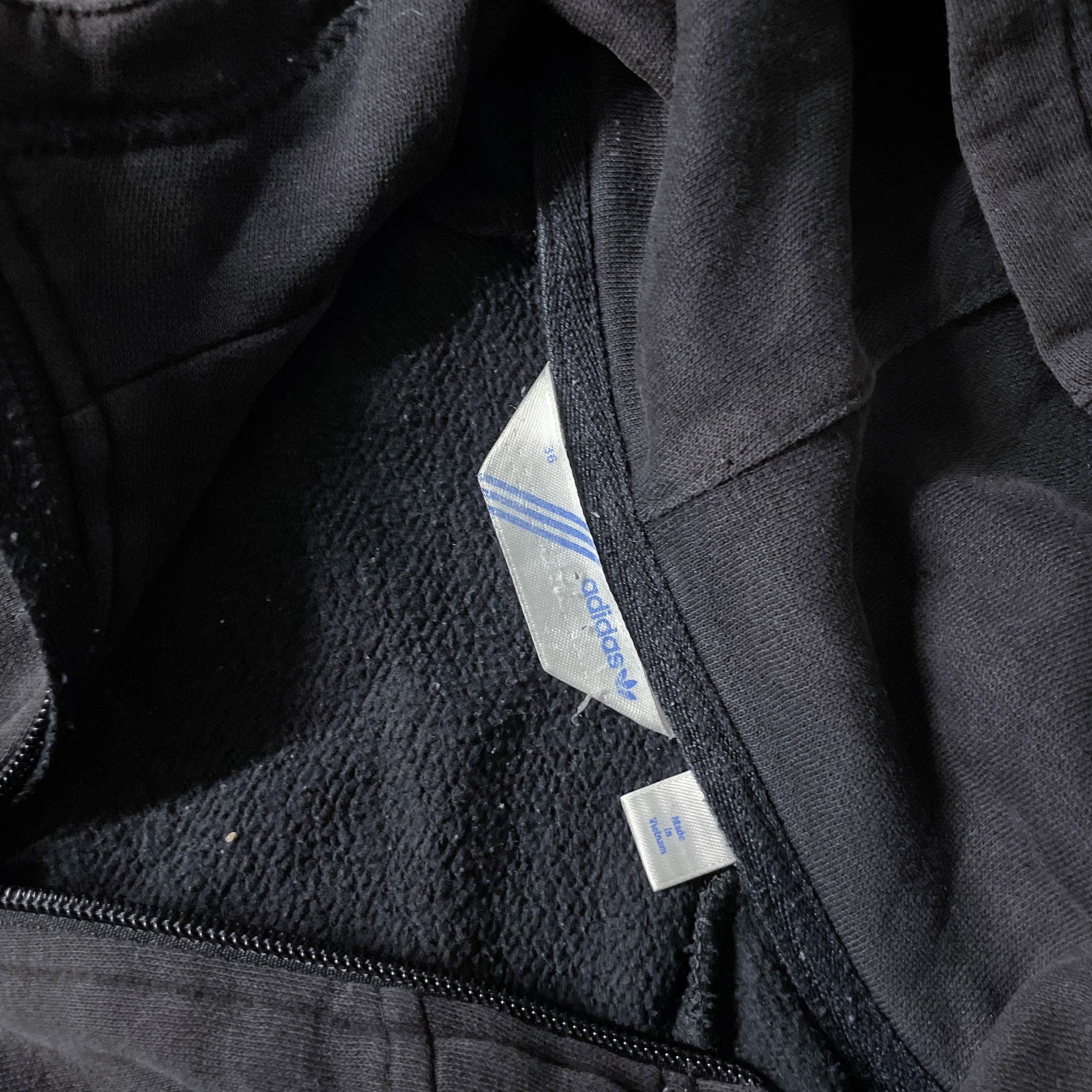 Vintage black Adidas trefoil full zip up small hoodie