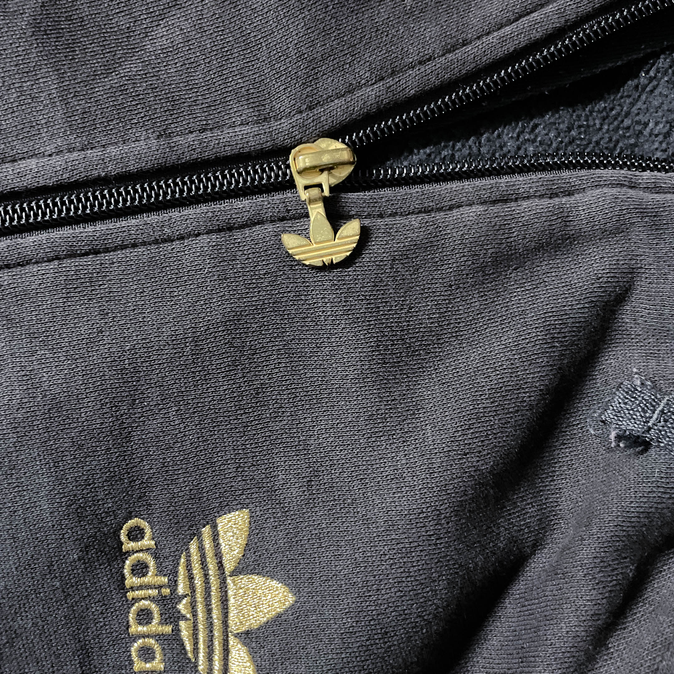 Vintage black Adidas trefoil full zip up small hoodie