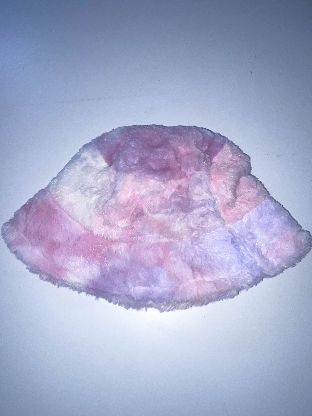 Vintage womens winter faux fur rainbow bucket hat