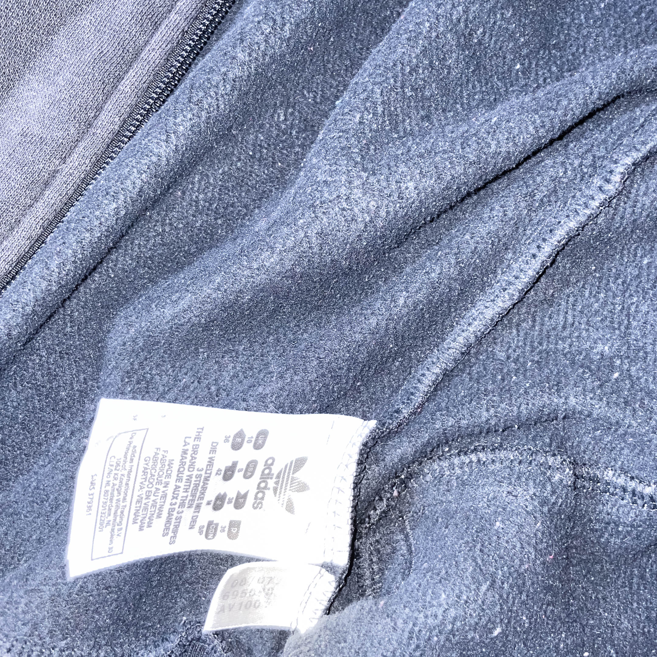 Vintage black Adidas trefoil full zip up small hoodie