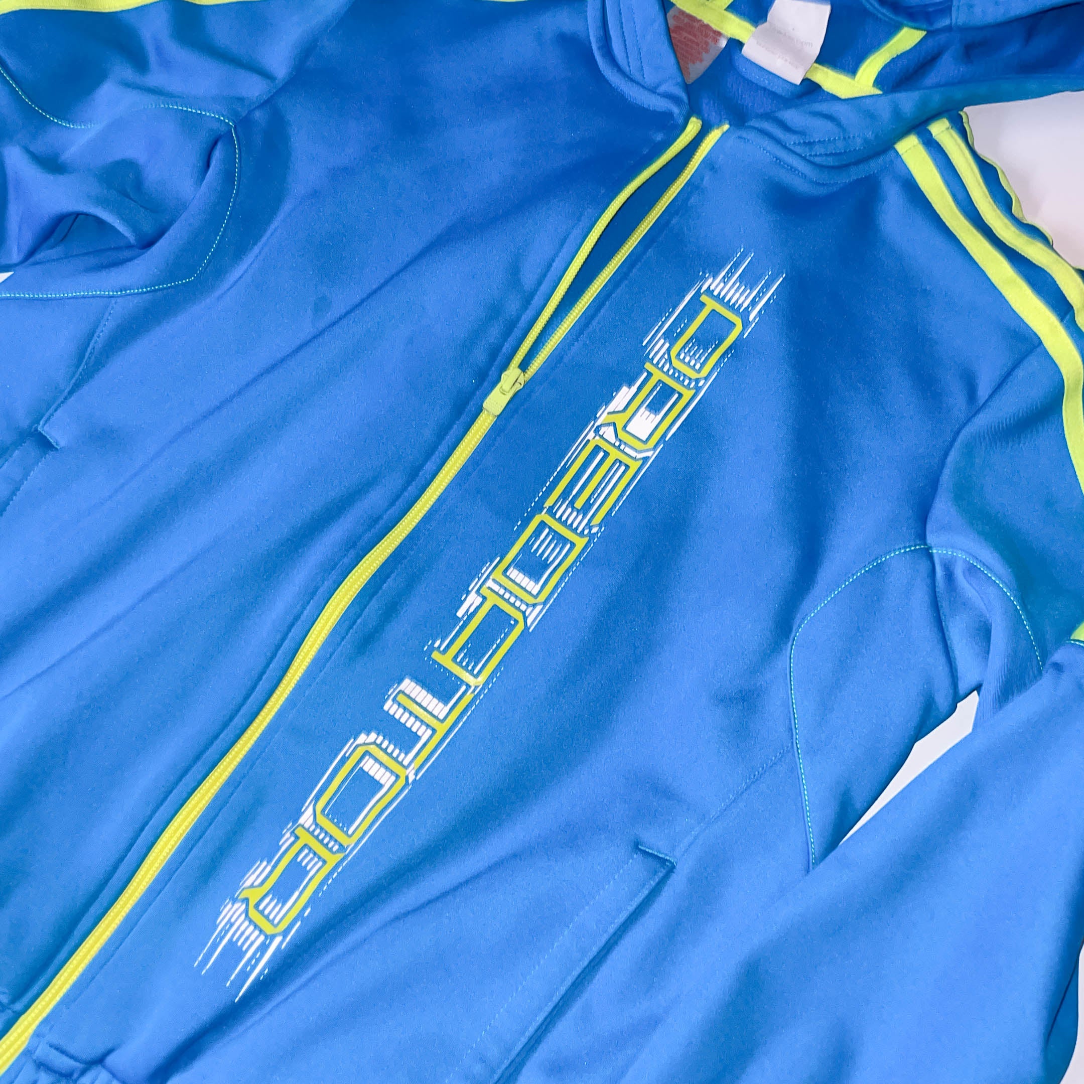 Vintage Blue Adidas predator fleece lining medium full zip up track top hoodie