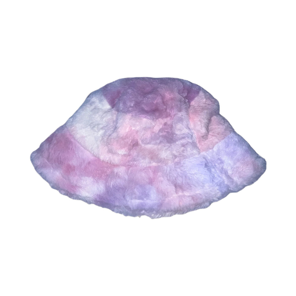 Vintage womens winter faux fur rainbow bucket hat