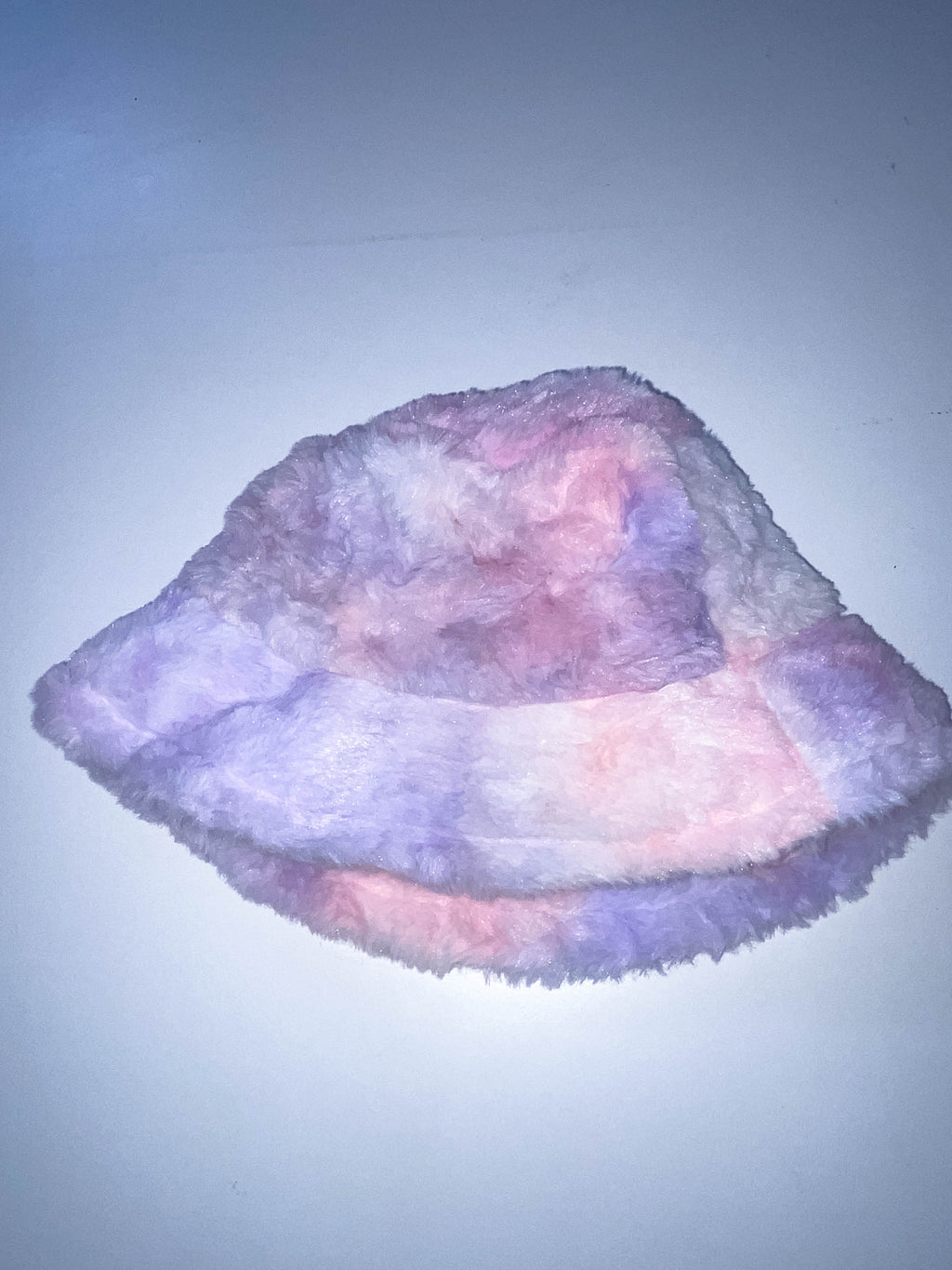 Vintage womens winter faux fur rainbow bucket hat