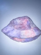Vintage womens winter faux fur rainbow bucket hat