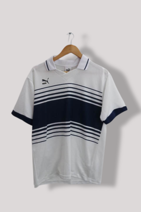 Vintage Puma Golf White stripe regular fit mens polo shirt M