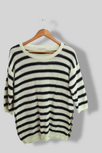 Vintage Dolce Stella cream stripped knitted crew neck large short sleeve tees