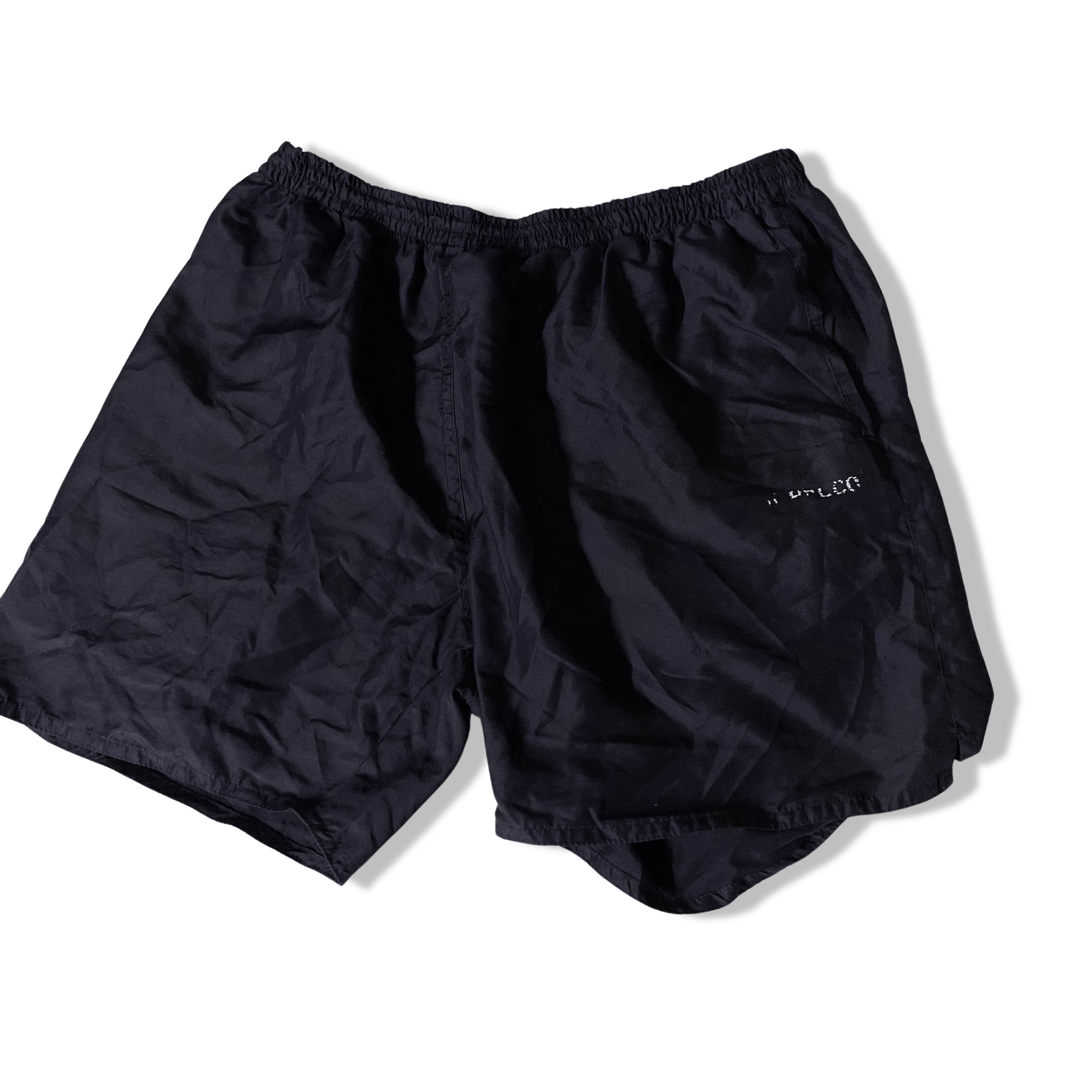 Vintage black large nylon metallic mens short