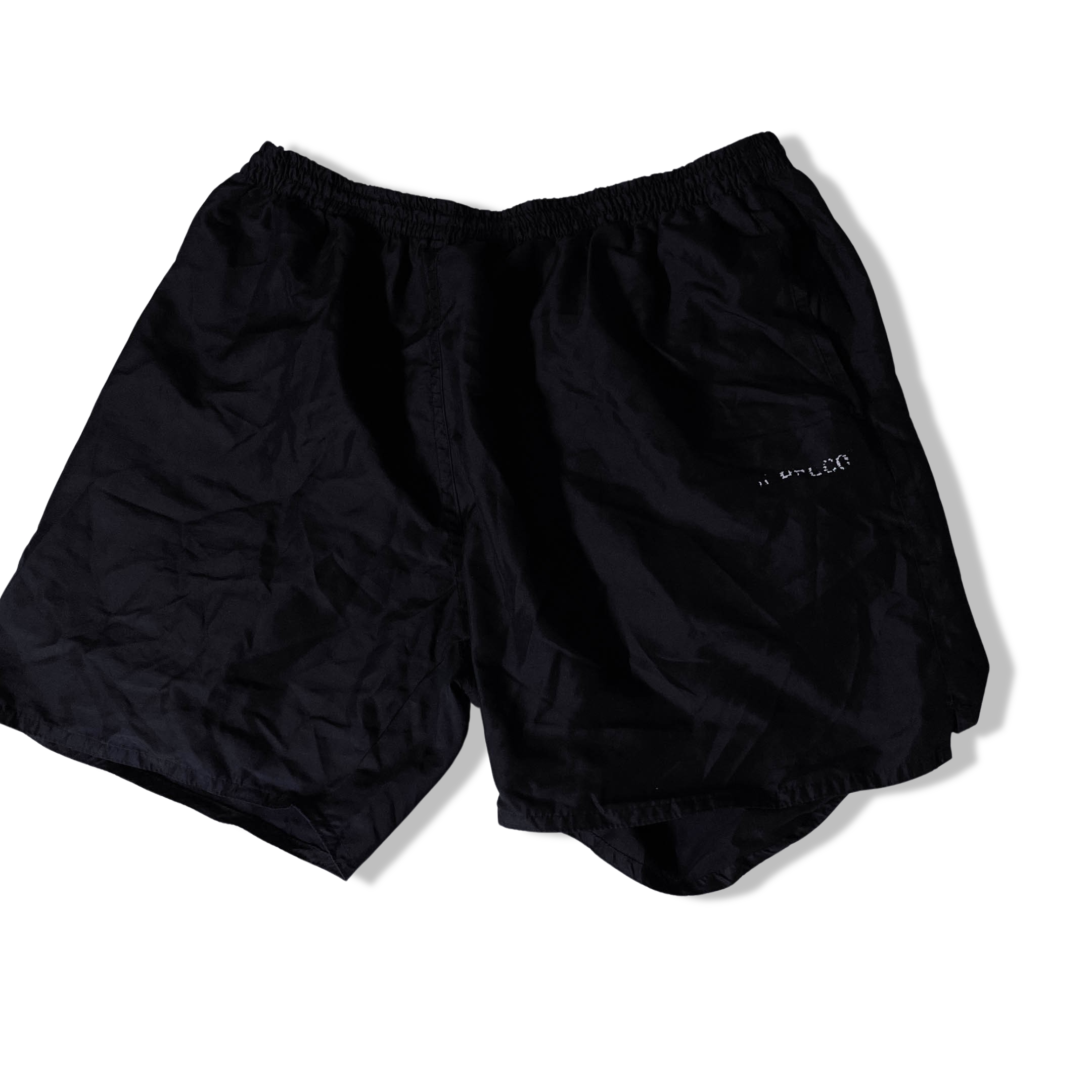 Vintage black large nylon metallic mens short