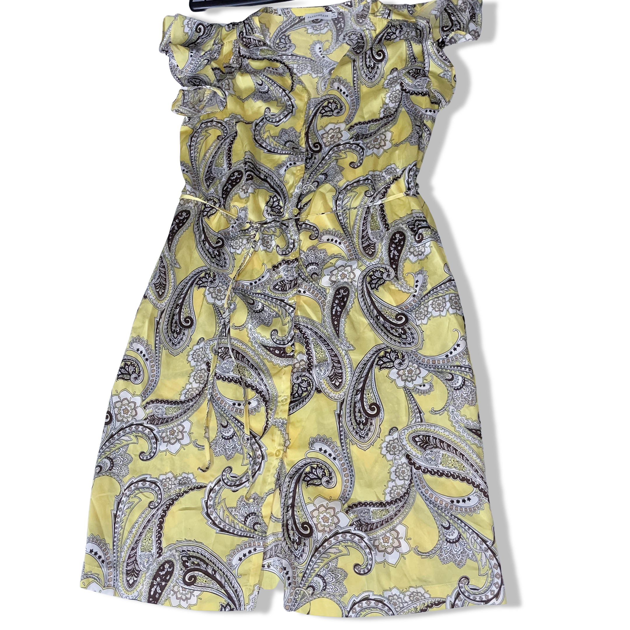 Vintage Paraphrase womens yellow abstract print midi medium dress