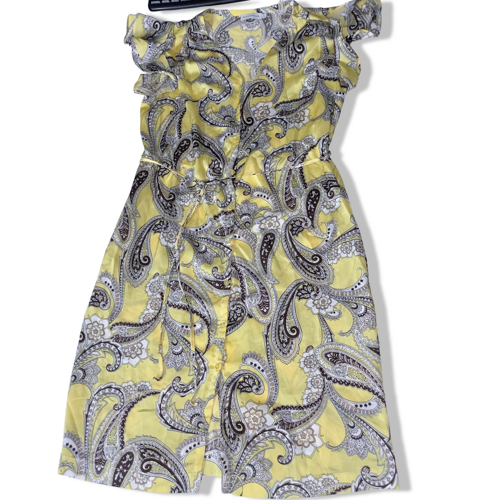 Vintage Paraphrase womens yellow abstract print midi medium dress
