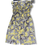 Vintage Paraphrase womens yellow abstract print midi medium dress