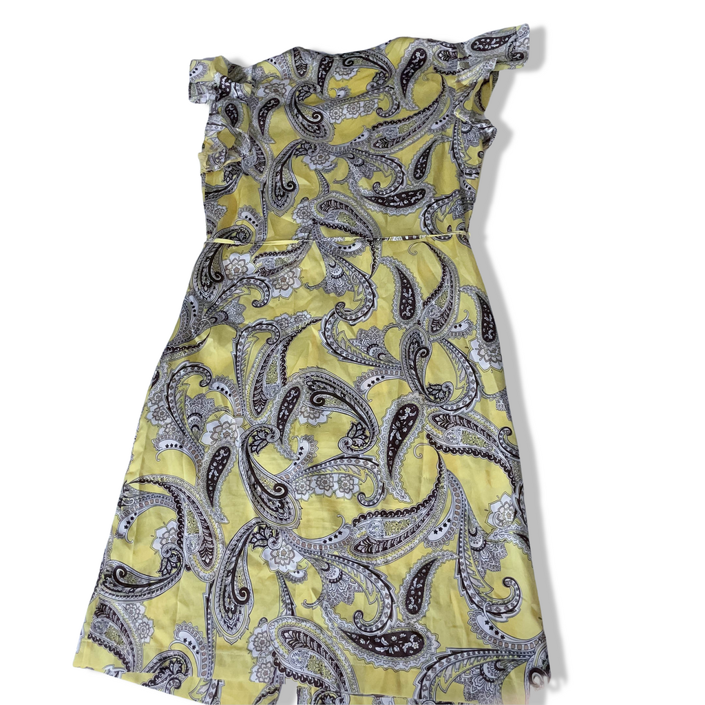 Vintage Paraphrase womens yellow abstract print midi medium dress
