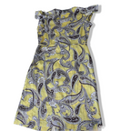 Vintage Paraphrase womens yellow abstract print midi medium dress