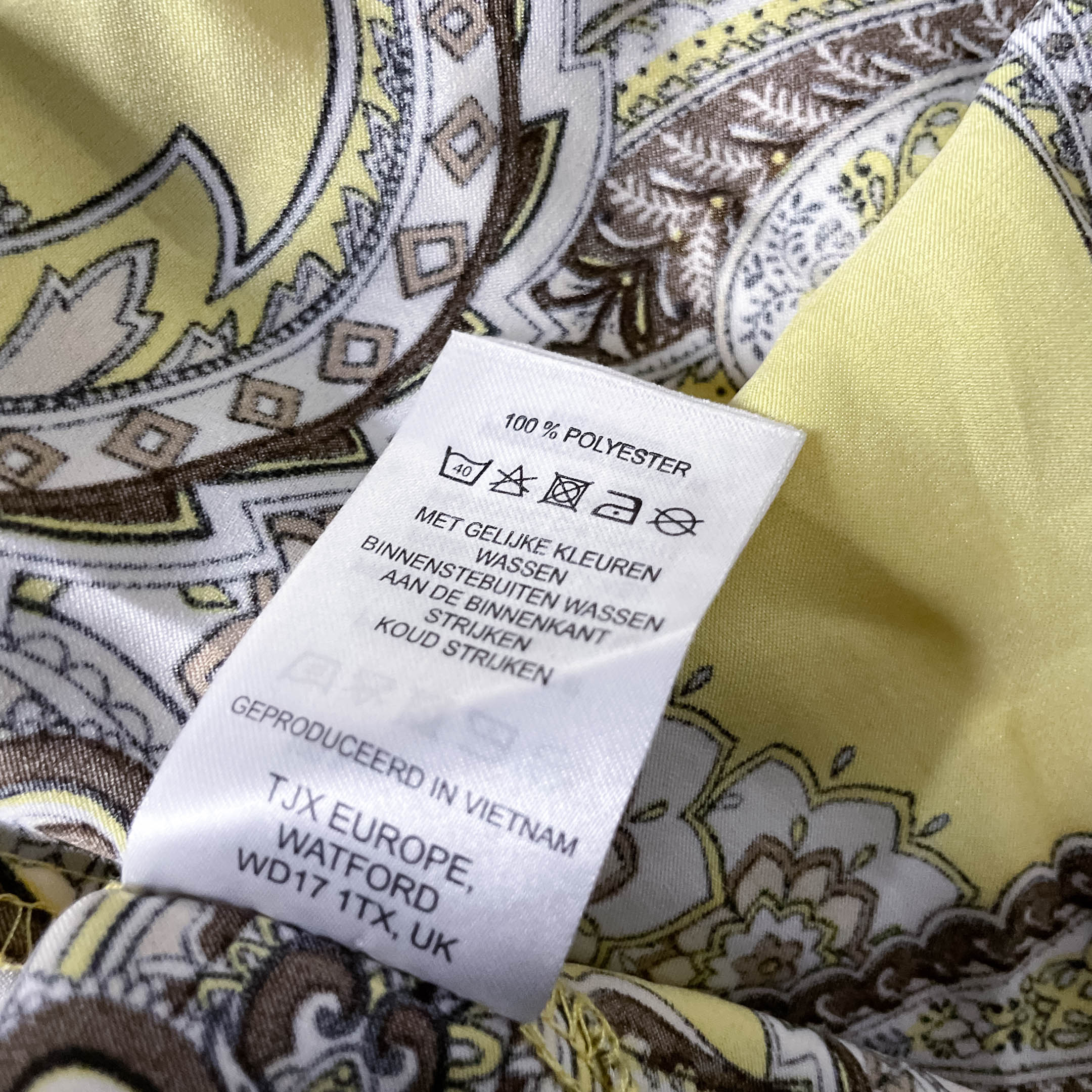Vintage Paraphrase womens yellow abstract print midi medium dress