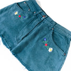 Vintage Hammerachmid dark green denim cutoff mini skirt