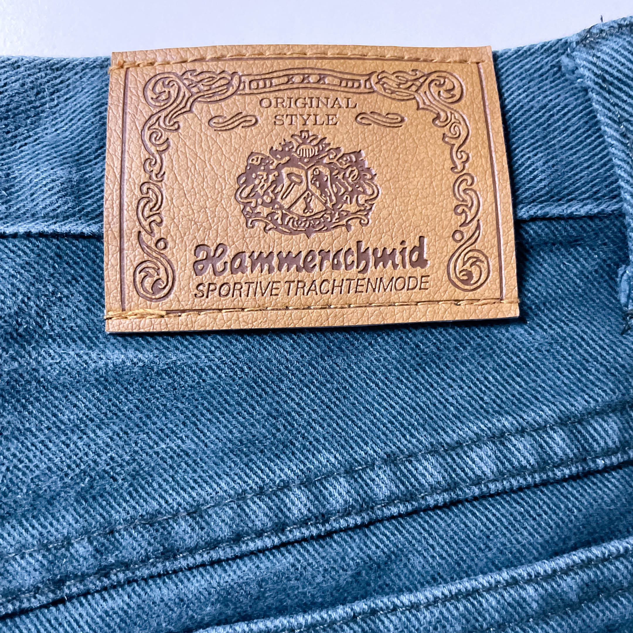 Vintage Hammerachmid dark green denim cutoff mini skirt