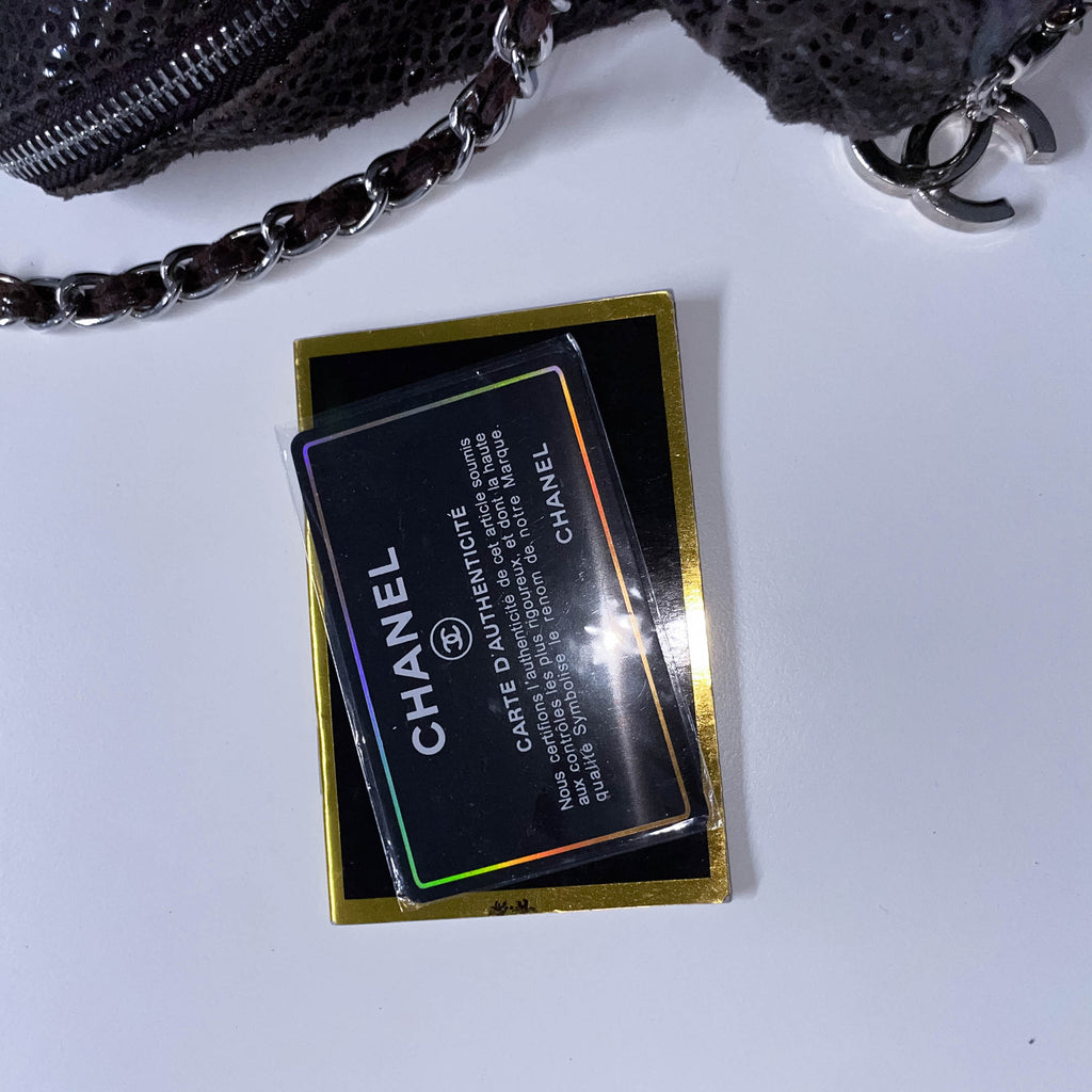 Vintage Black Chanel Snake skin womens genuine authentic handbag with prook