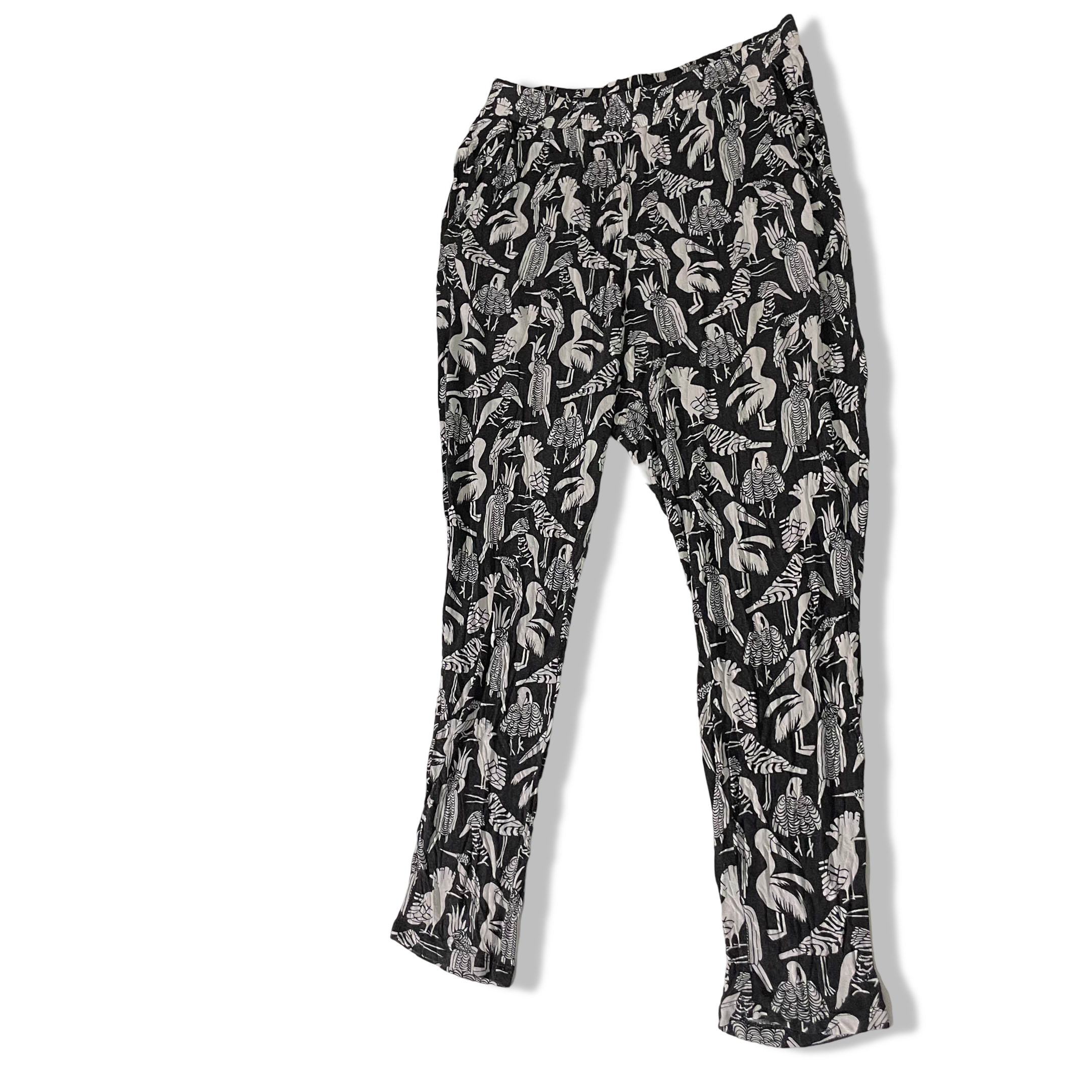 Vintage Black Animal print women's straight leg trouser| SKU 3677| L 37 W 30