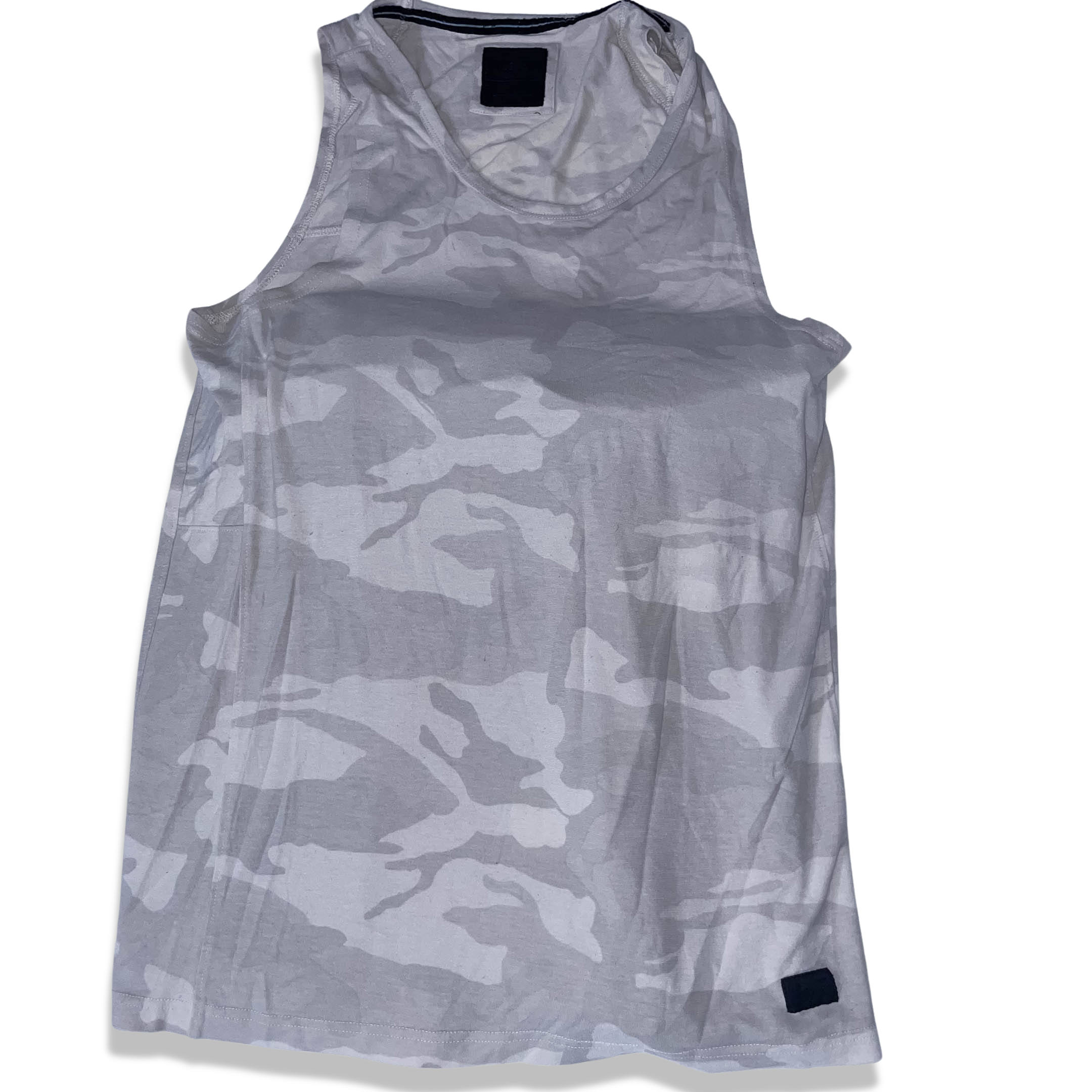 Vintage Abercrombie & Fitch grey white Camo mens small tank top