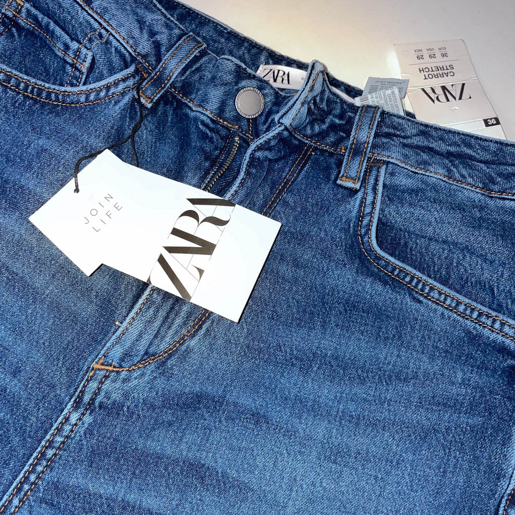 Vintage mens blue straight leg Zara jeans trouser size 36 with new tag| SKU 3704