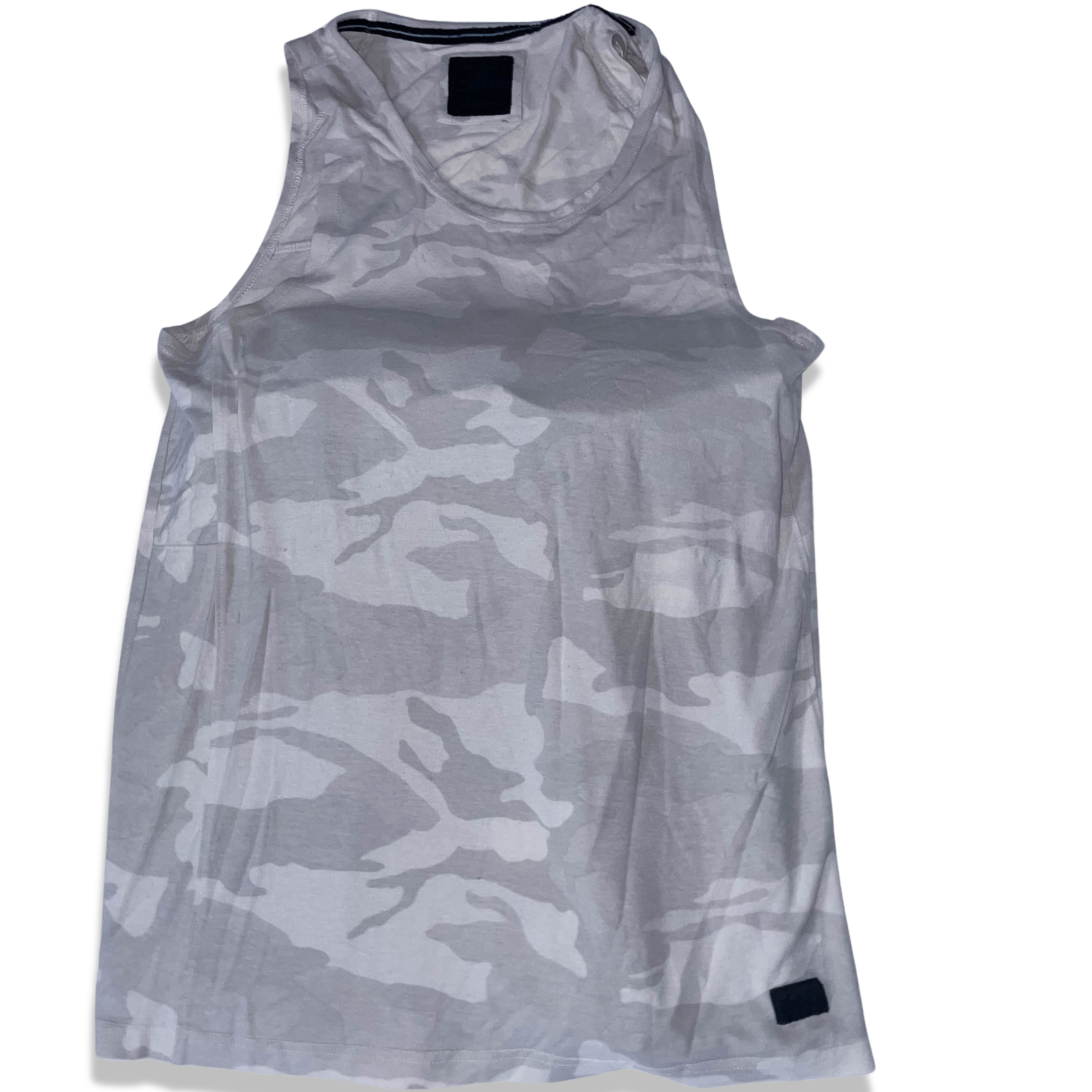 Vintage Abercrombie & Fitch grey white Camo mens small tank top