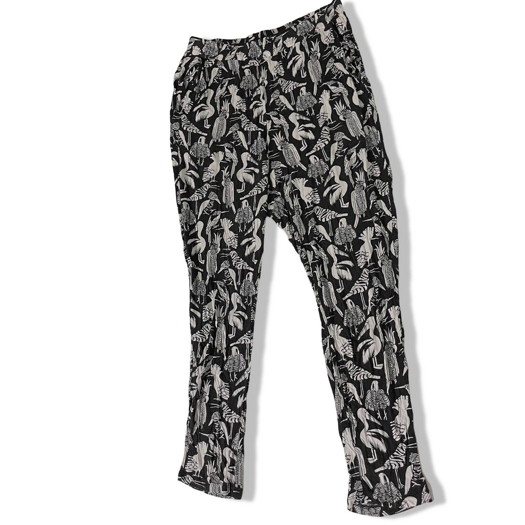 Vintage Black Animal print women's straight leg trouser| SKU 3677| L 37 W 30