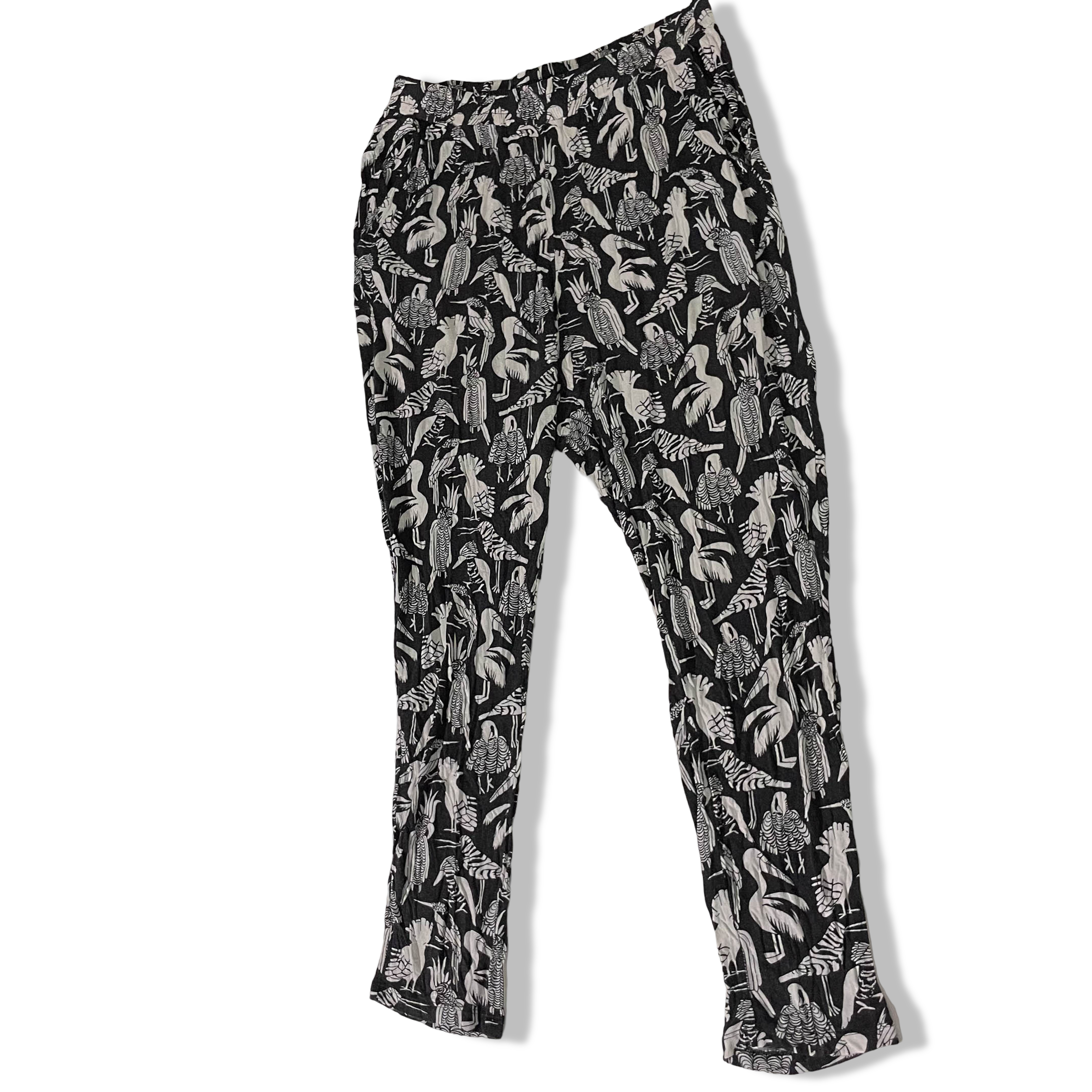Vintage Black Animal print women's straight leg trouser| SKU 3677| L 37 W 30