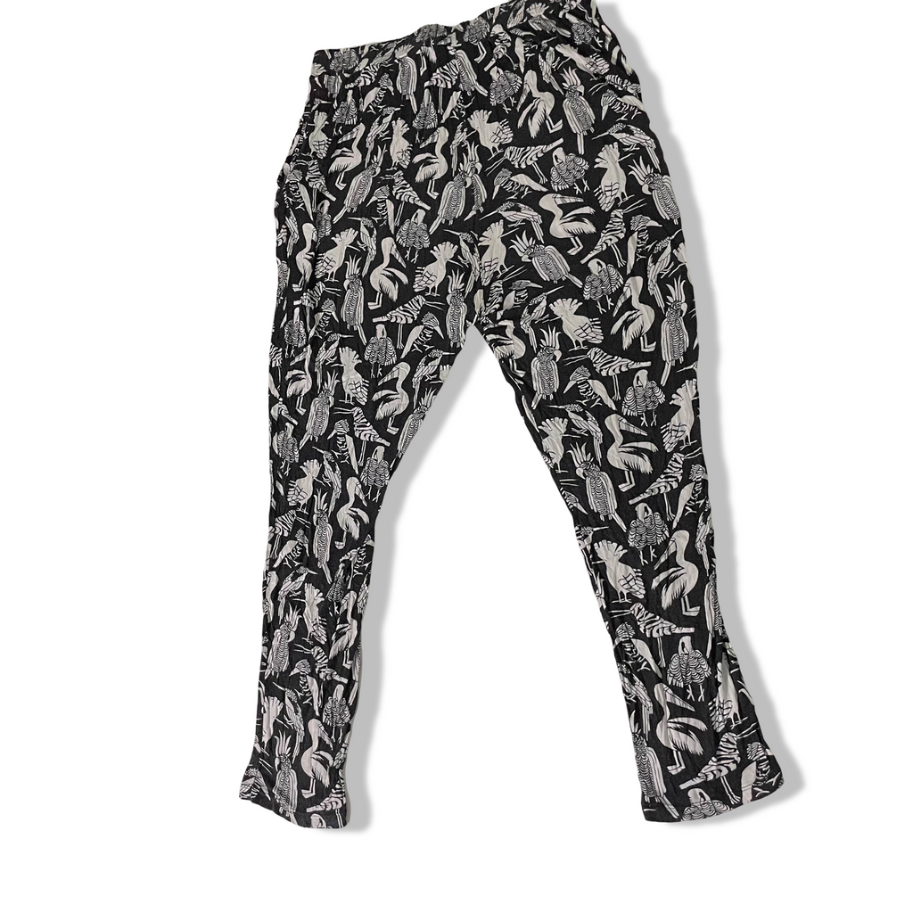 Vintage Black Animal print women's straight leg trouser| SKU 3677| L 37 W 30