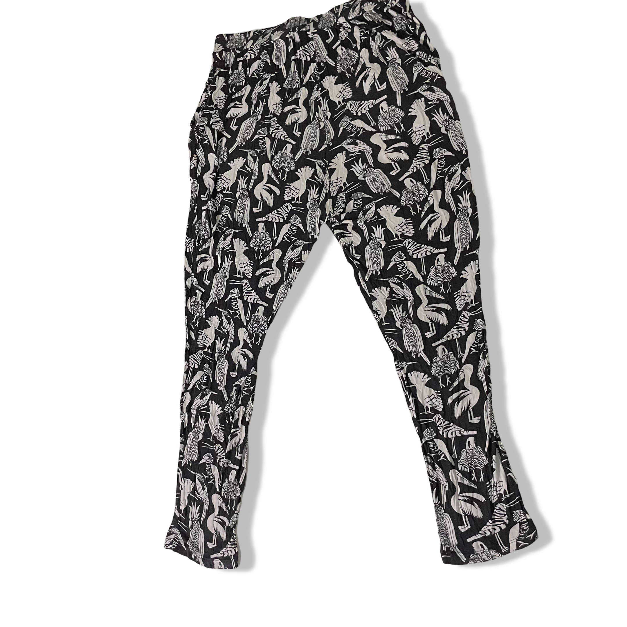 Vintage Black Animal print women's straight leg trouser| SKU 3677| L 37 W 30