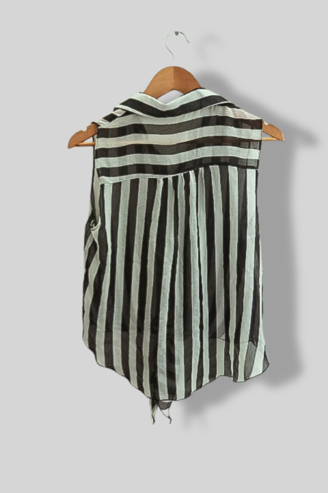 Vintage Nikka women black and white striped sleeveless top size 14