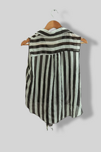 Vintage Nikka women black and white striped sleeveless top size 14