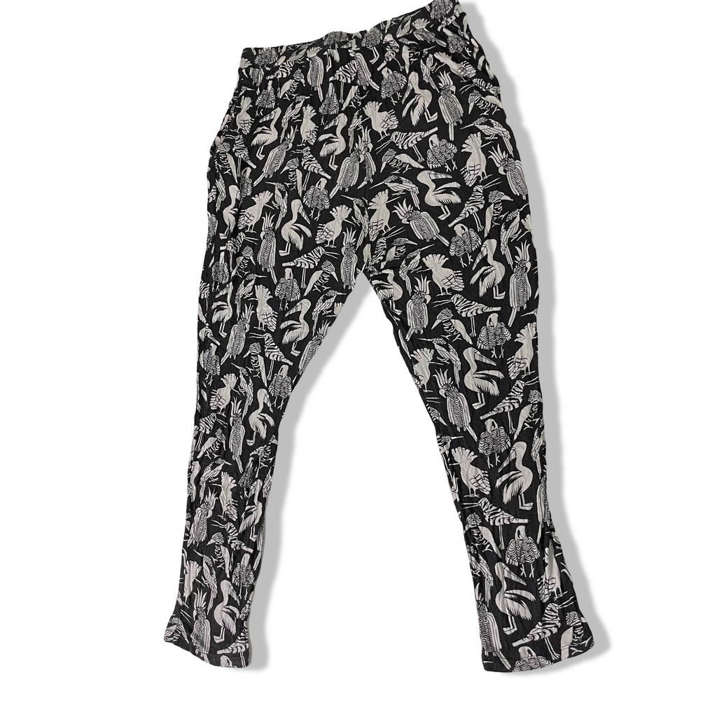 Vintage Black Animal print women's straight leg trouser| SKU 3677| L 37 W 30