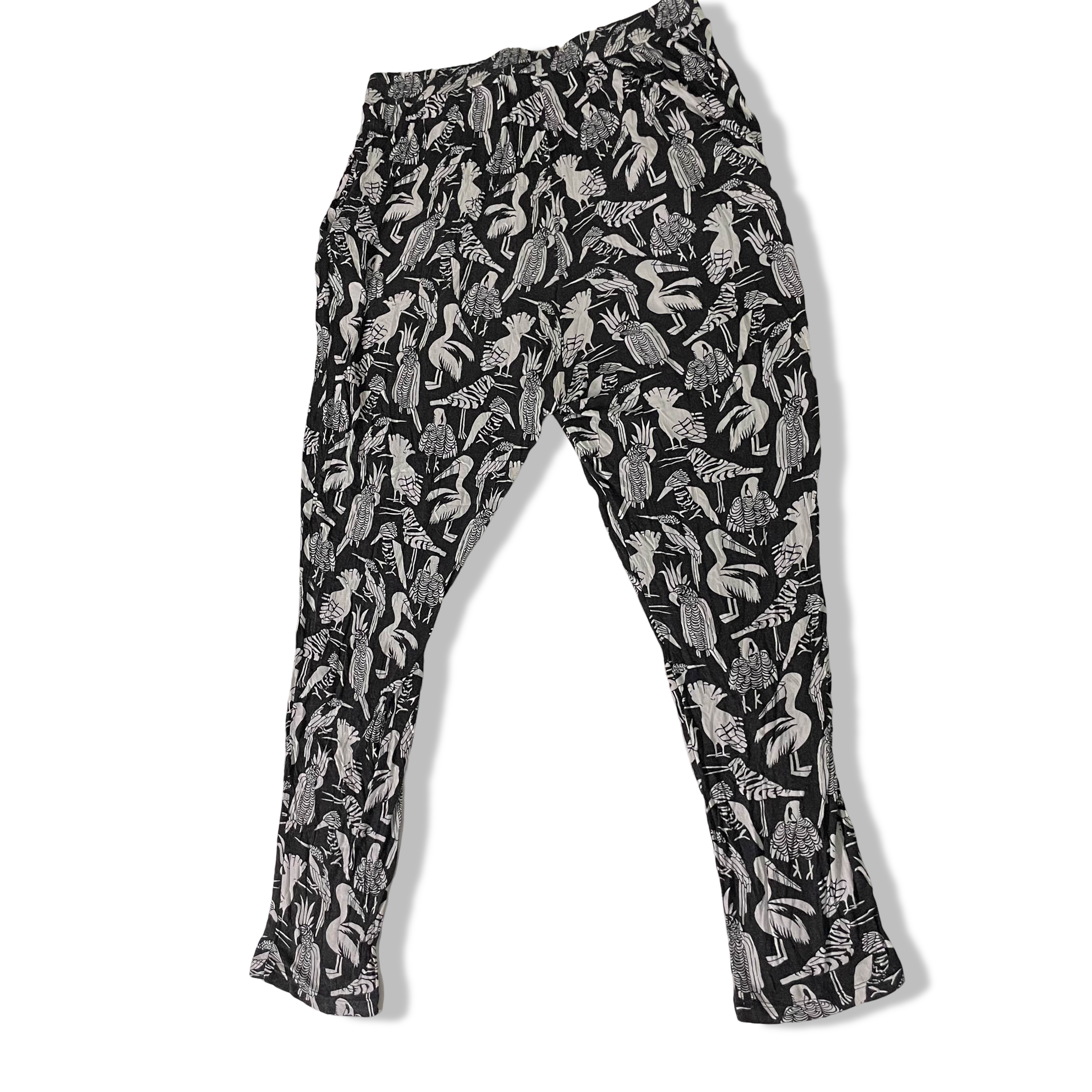 Vintage Black Animal print women's straight leg trouser| SKU 3677| L 37 W 30