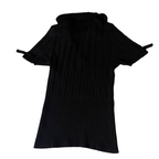 Vintage womens Stamina black knitted short sleeve dress top in M| SKU 3718