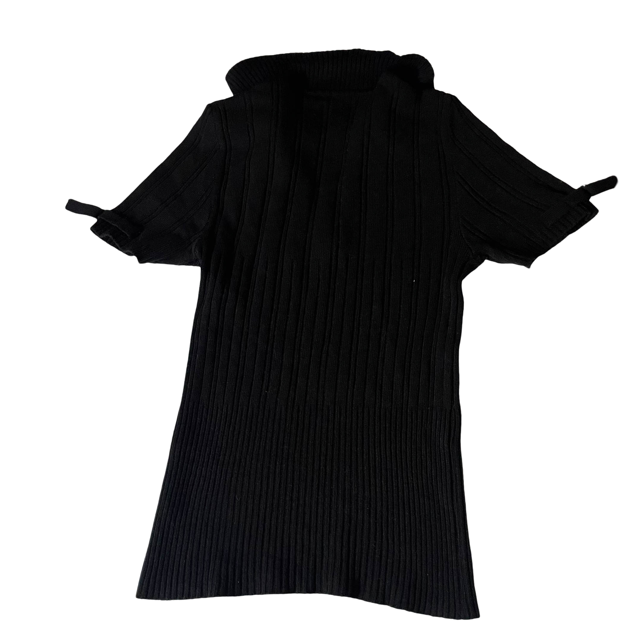 Vintage womens Stamina black knitted short sleeve dress top in M| SKU 3718