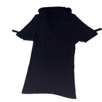 Vintage womens Stamina black knitted short sleeve dress top in M| SKU 3718