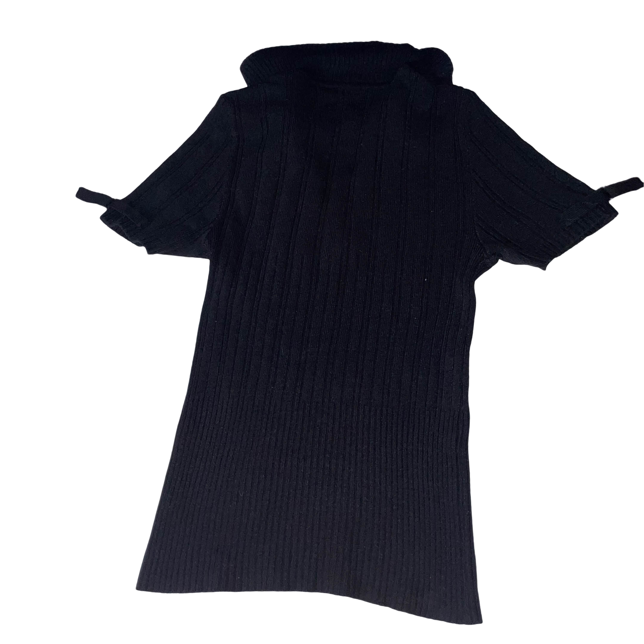 Vintage womens Stamina black knitted short sleeve dress top in M| SKU 3718