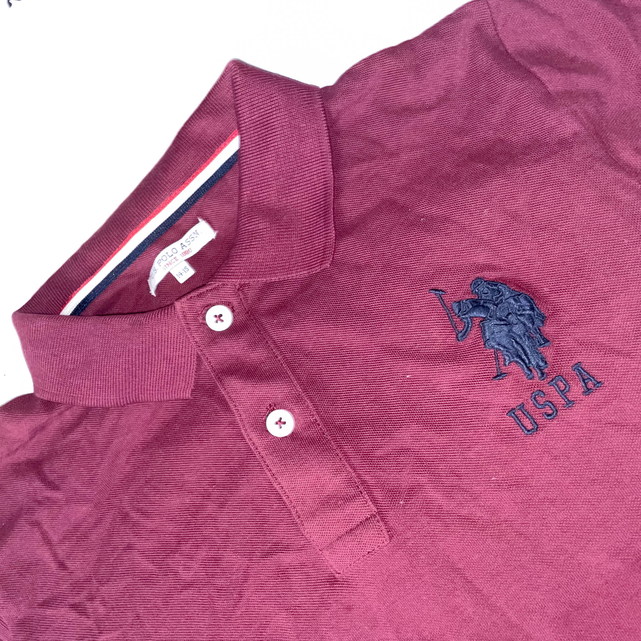Vintage Wine US Polo A.S.S.N since 1890 wine polo shirt size 14-15