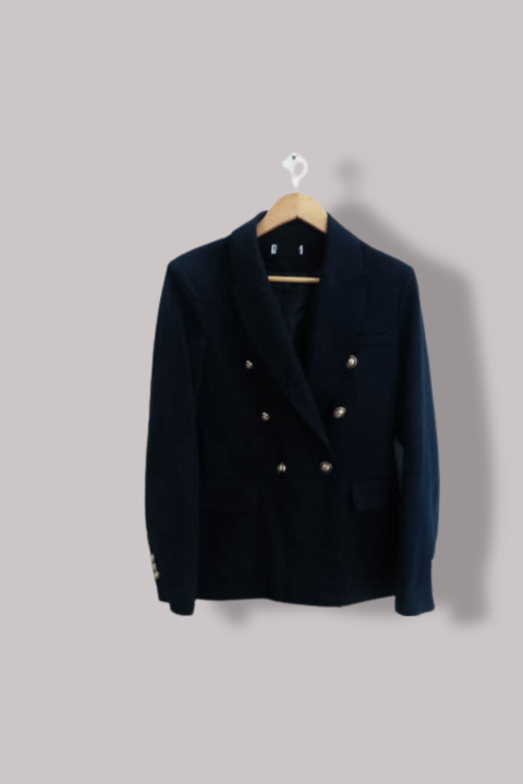 Vintage womens double breasted tailored navy blazer M