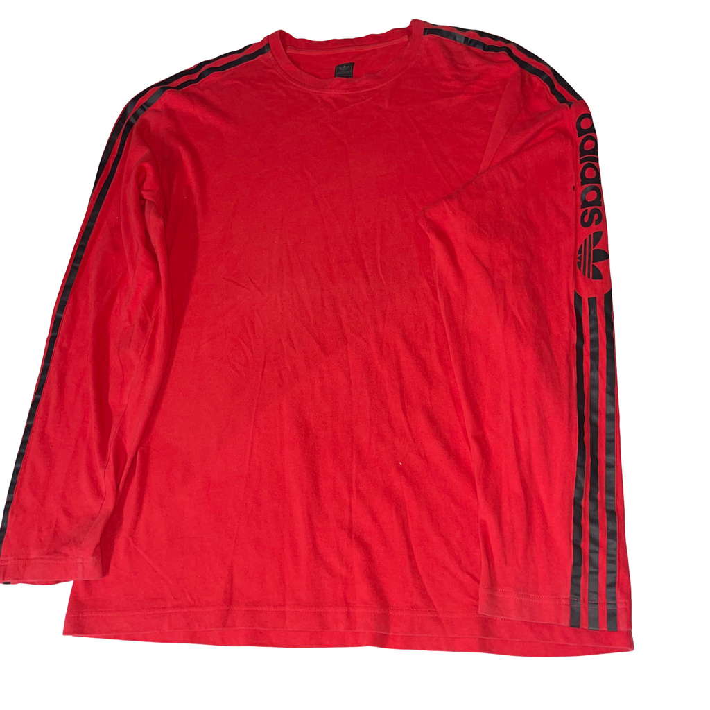 Vintage Red Adidas Tango Terry mens 3 stripe sweatshirt in XL|SKU 3719