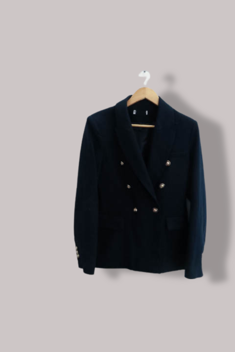 Vintage womens double breasted tailored navy blazer M