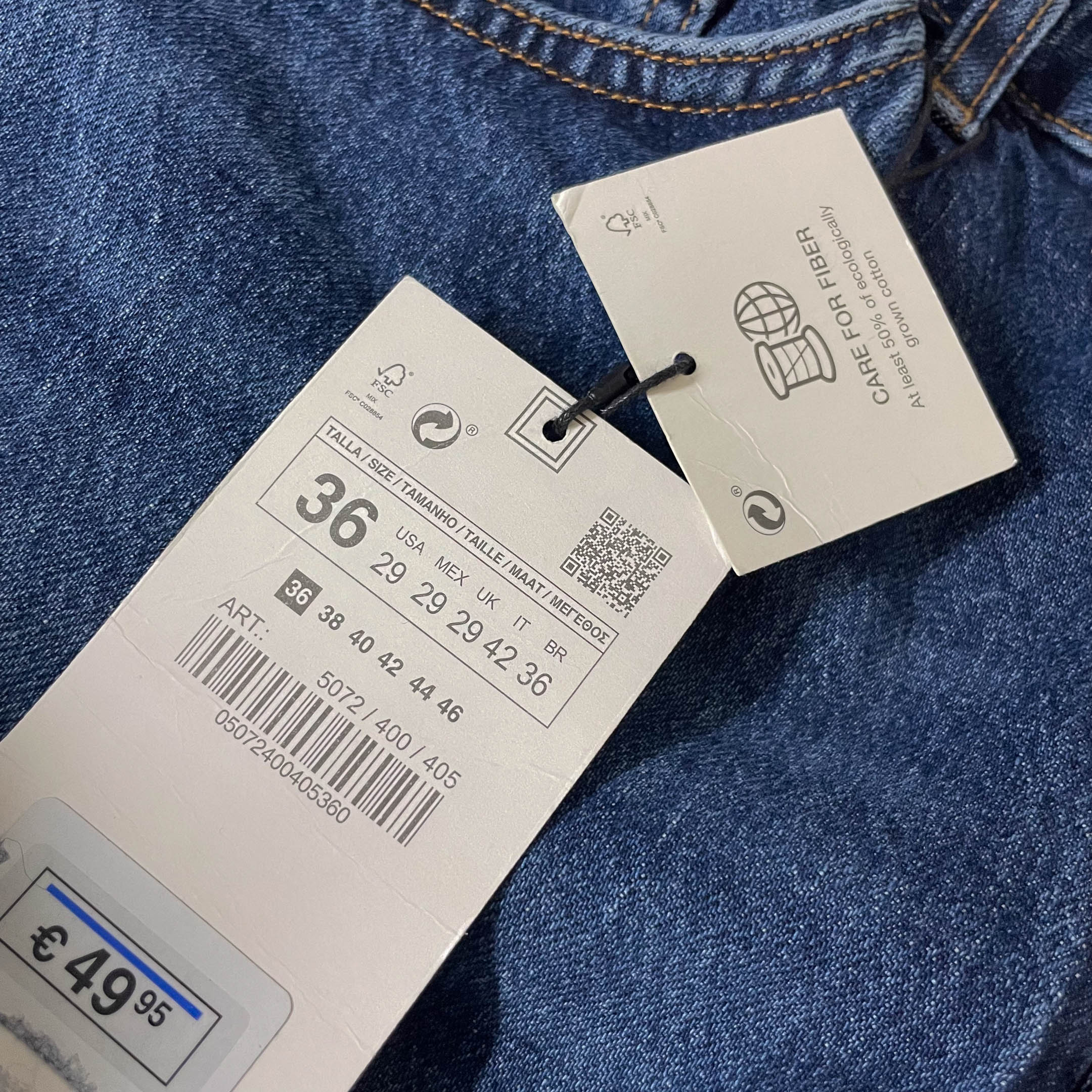 Vintage mens blue straight leg Zara jeans trouser size 36 with new