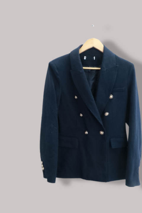 Vintage womens double breasted tailored navy blazer M