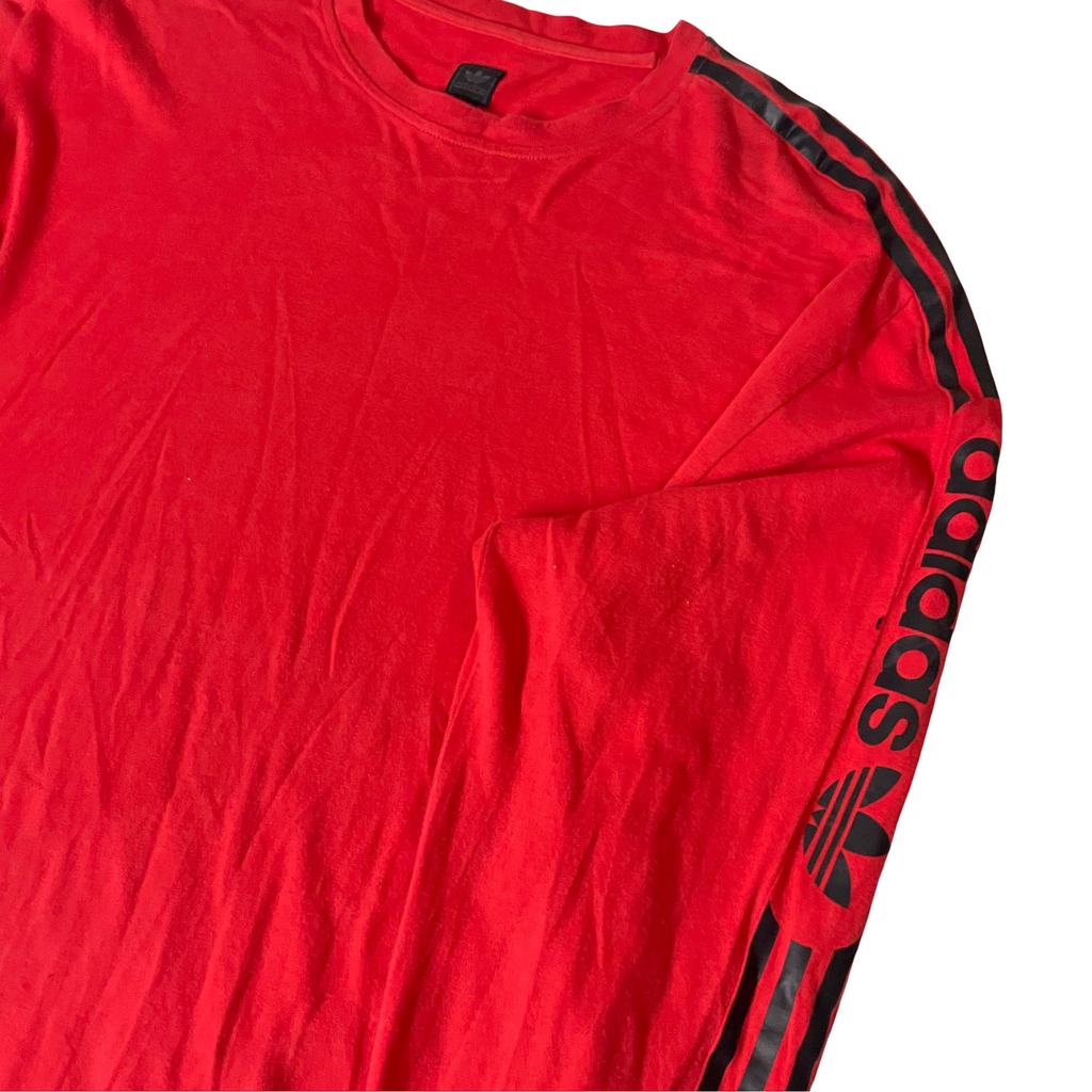 Vintage Red Adidas Tango Terry mens 3 stripe sweatshirt in XL|SKU 3719