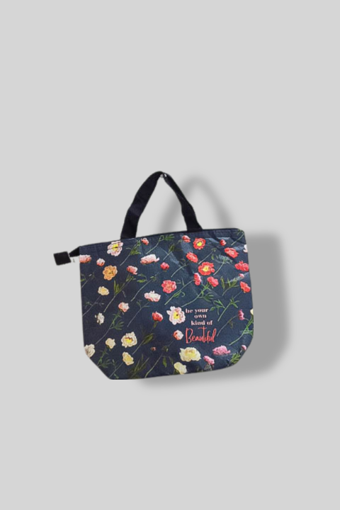 Blue Floral print tote shopping bag