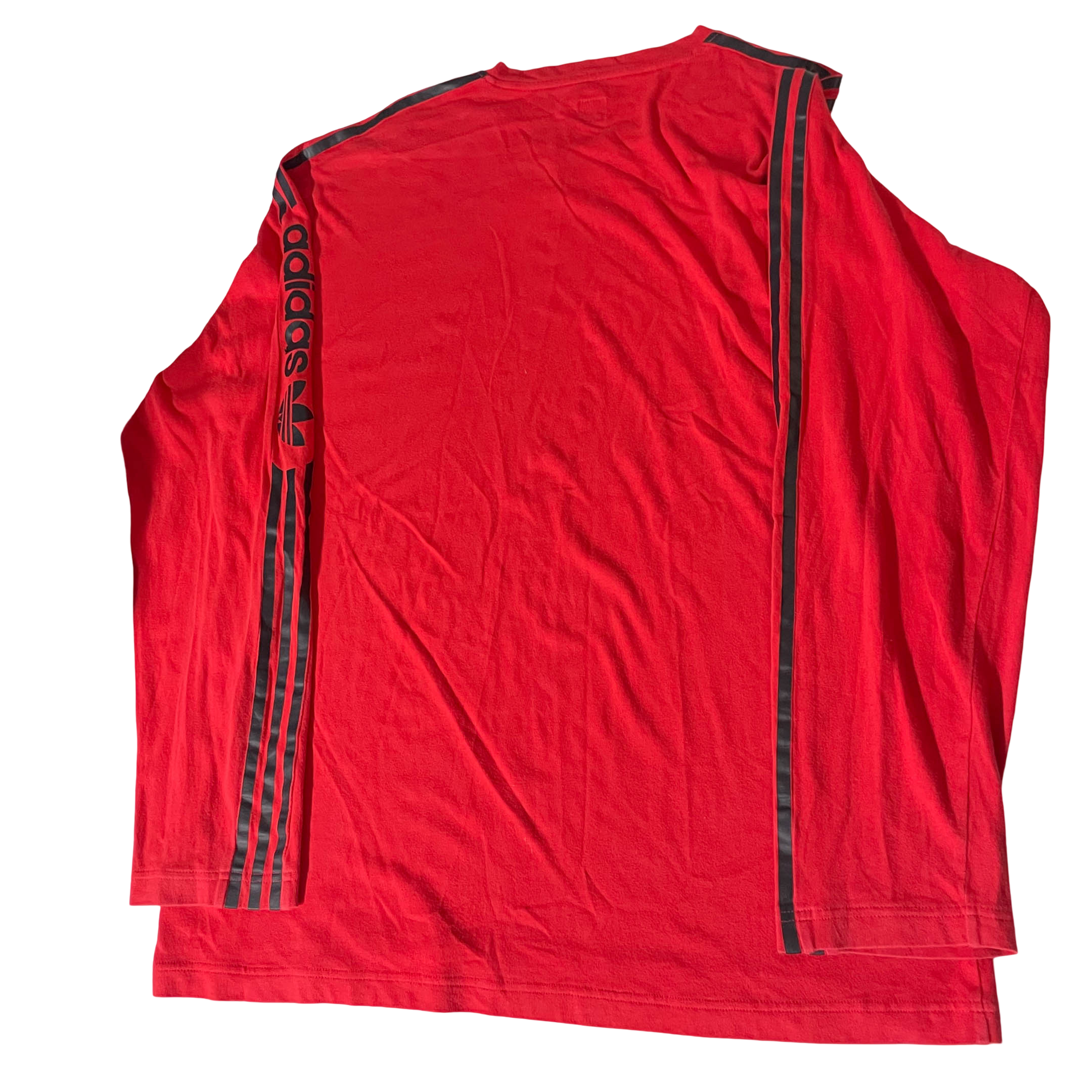 Vintage Red Adidas Tango Terry mens 3 stripe sweatshirt in XL|SKU 3719